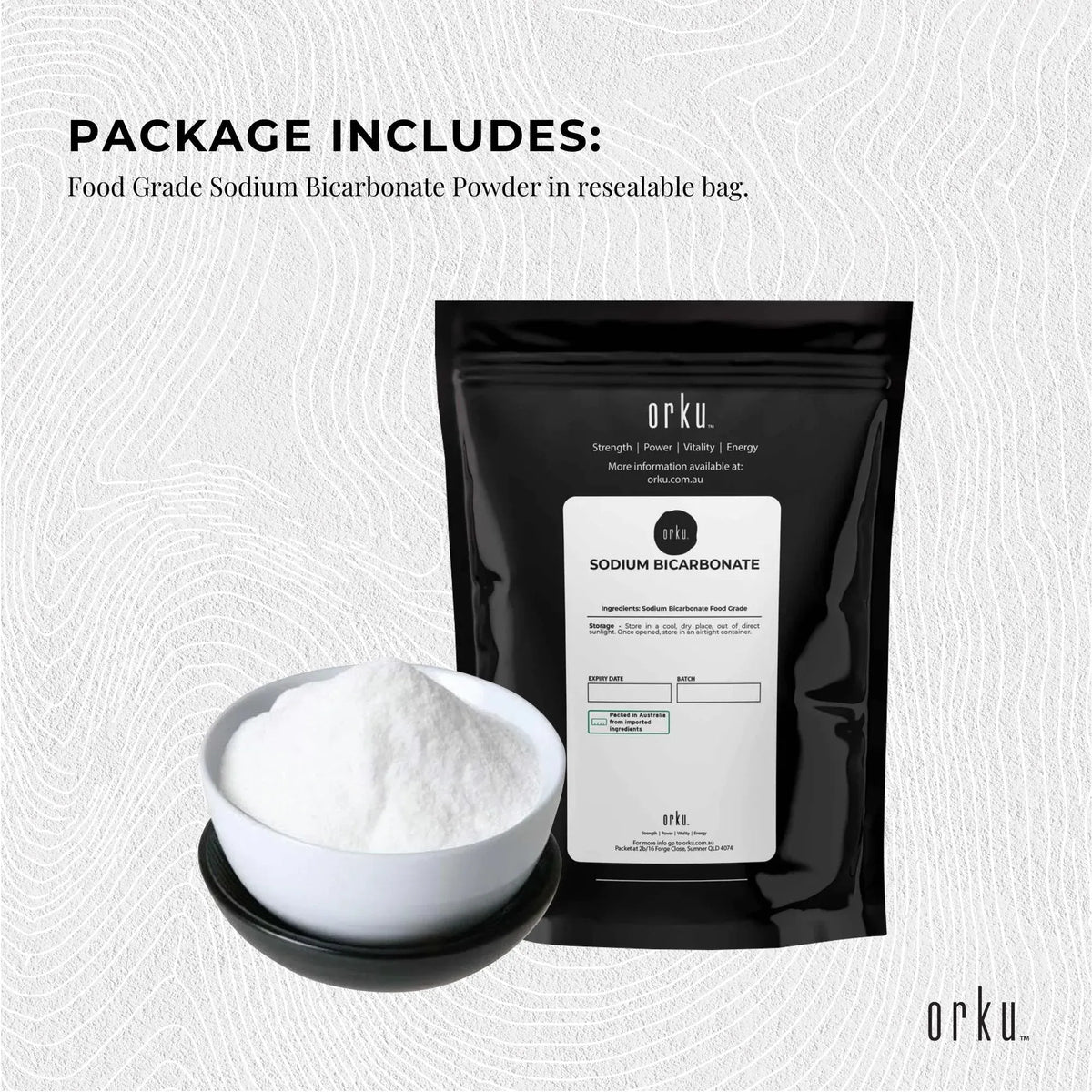 Orku 1Kg Sodium Bicarbonate Food Grade Baking Soda Aluminium Free NaHCO3 Powder