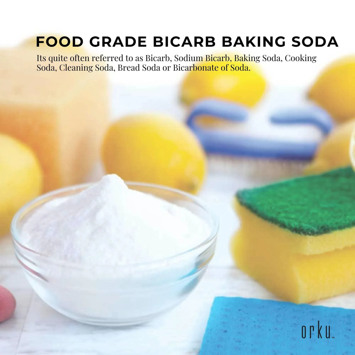 Orku 1Kg Sodium Bicarbonate Food Grade Baking Soda Aluminium Free NaHCO3 Powder