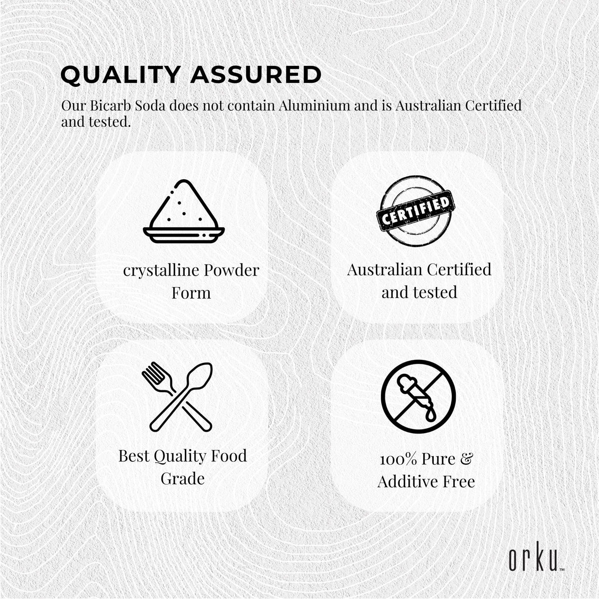 Orku 1Kg Sodium Bicarbonate Food Grade Baking Soda Aluminium Free NaHCO3 Powder