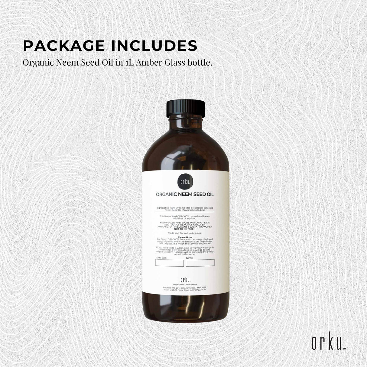 Cold Pressed 500ml Neem Seed Oil - Organic Debitterised with Azadirachtin Indica