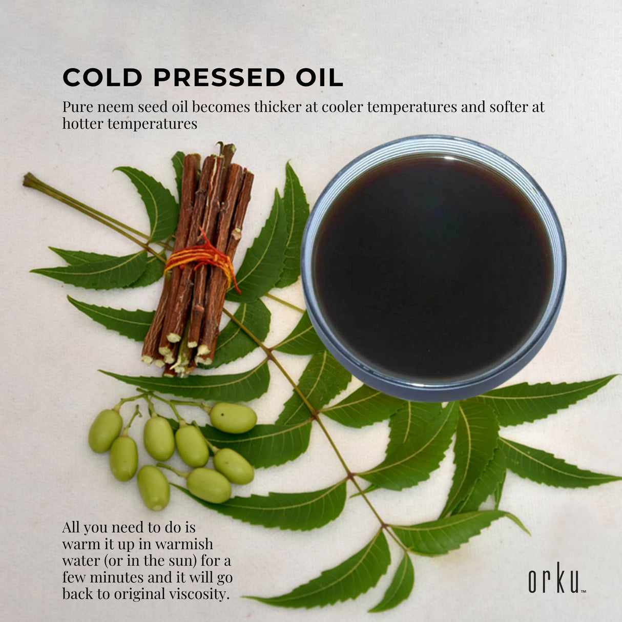 Cold Pressed 500ml Neem Seed Oil - Organic Debitterised with Azadirachtin Indica