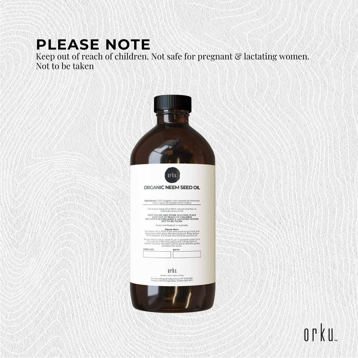 Cold Pressed 500ml Neem Seed Oil - Organic Debitterised with Azadirachtin Indica