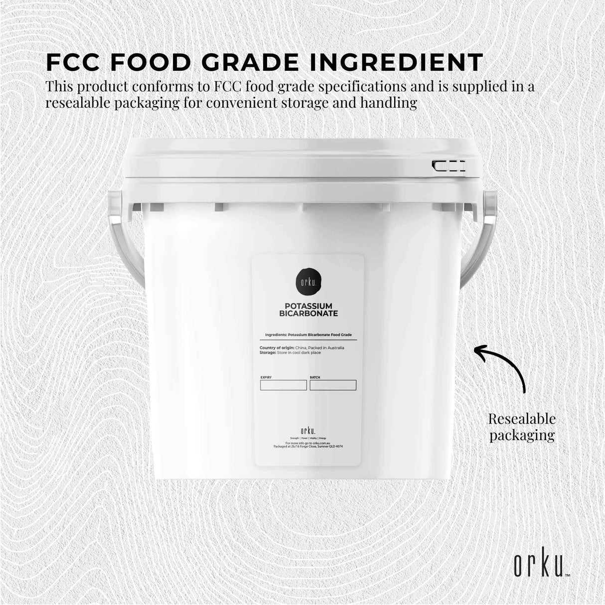 Orku 5Kg Potassium Bicarbonate Powder Tub - Food Grade FCC for Brewing Baking