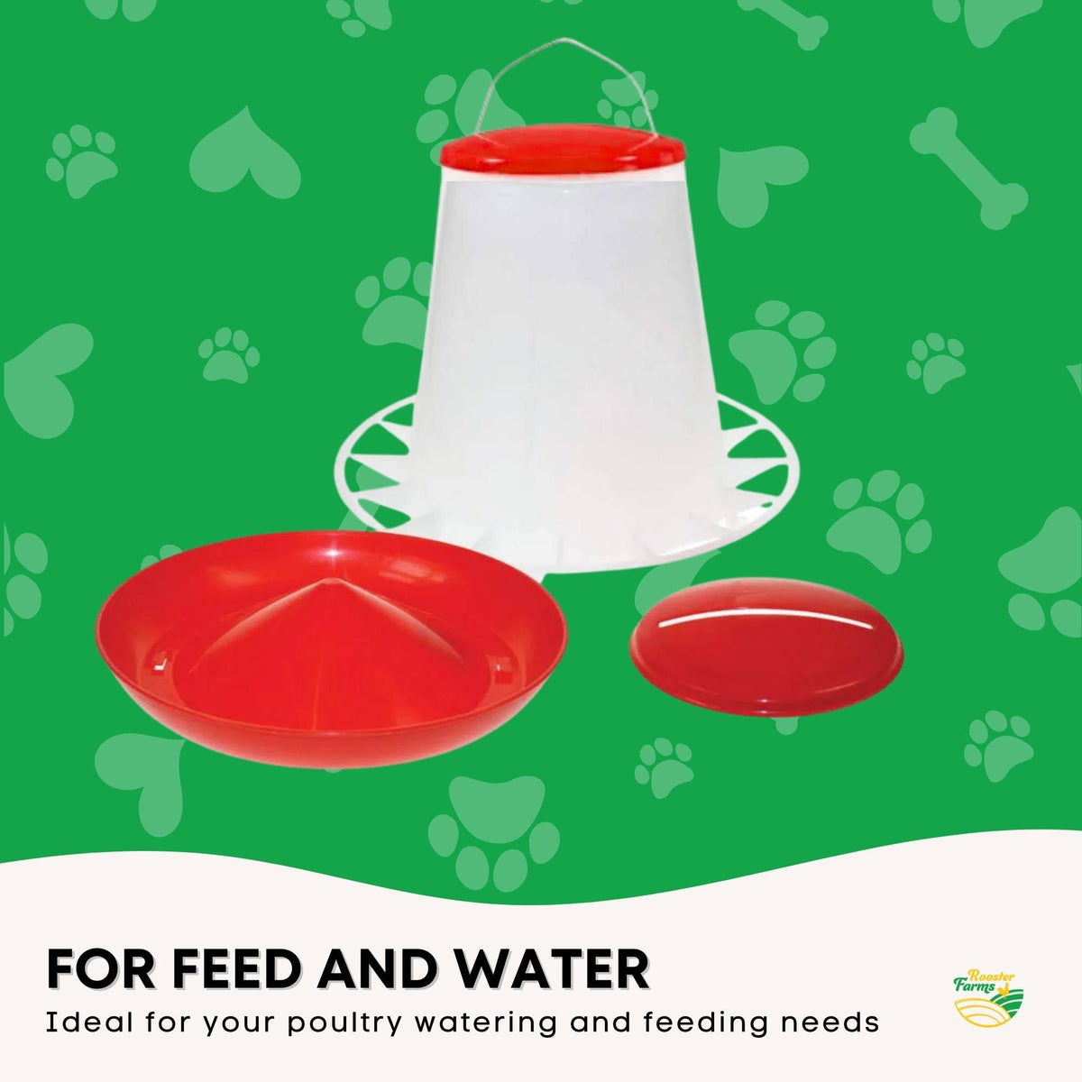 Rooster Farms 3Kg Automatic Chicken Feeder - Poultry Hen Feeding Seed Bucket