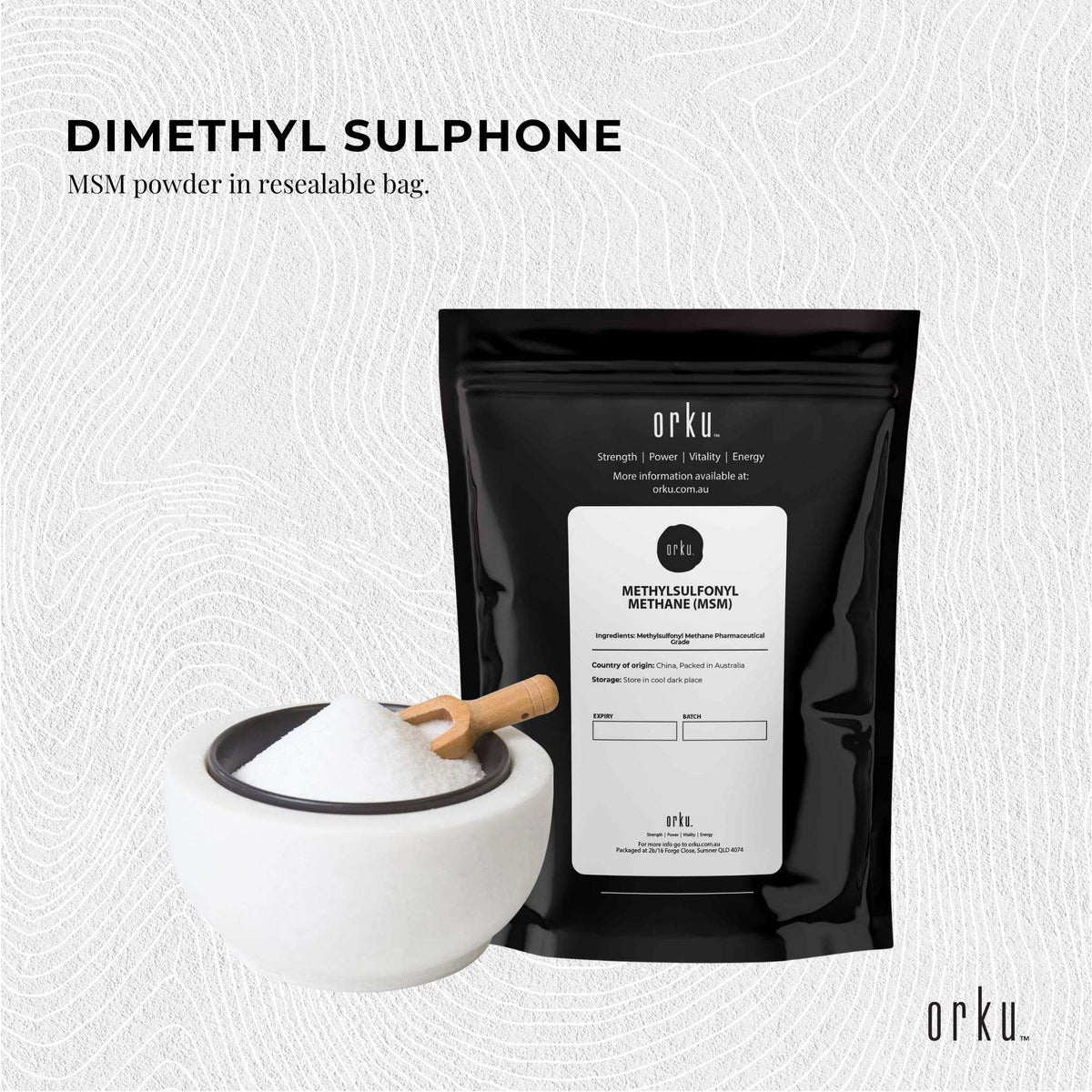 Orku 100g MSM Powder or Crystals - 99.9% Pure USP Grade Methylsulfonylmethane