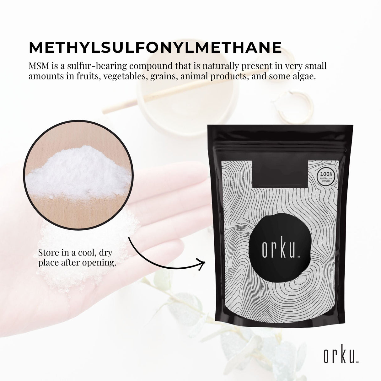 1Kg Pure MSM Powder - 99% Methylsulfonylmethane Crystals in Resealable Bag