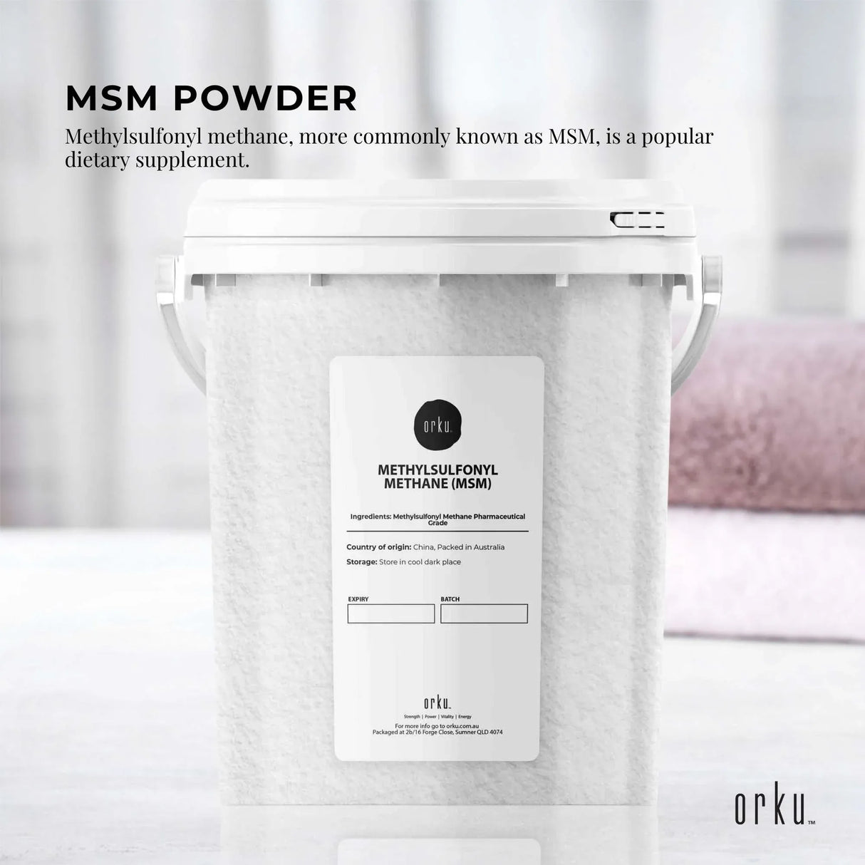 Orku 800g MSM Powder or Crystals Tub - 99.9% Pure USP Grade Methylsulfonylmethane