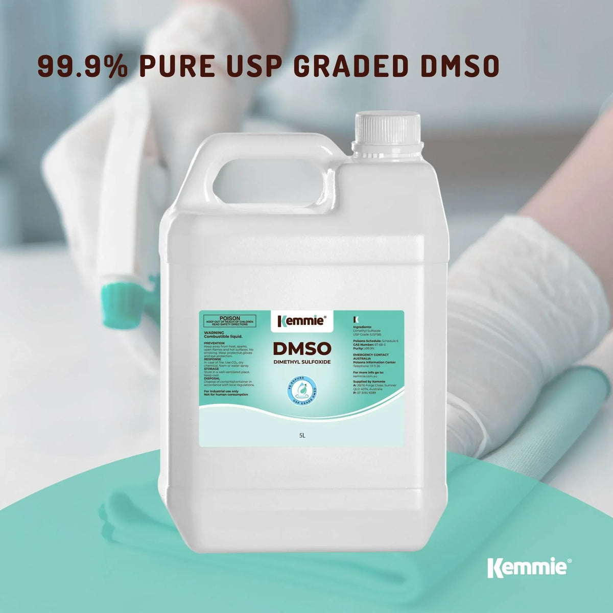 Kemmie 5L DMSO Liquid 99.9% Pure - USP Grade Dimethyl Sulfoxide Solvent Bulk