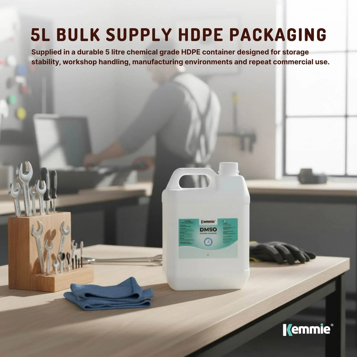 Kemmie 5L DMSO Liquid 99.9% Pure - USP Grade Dimethyl Sulfoxide Solvent Bulk