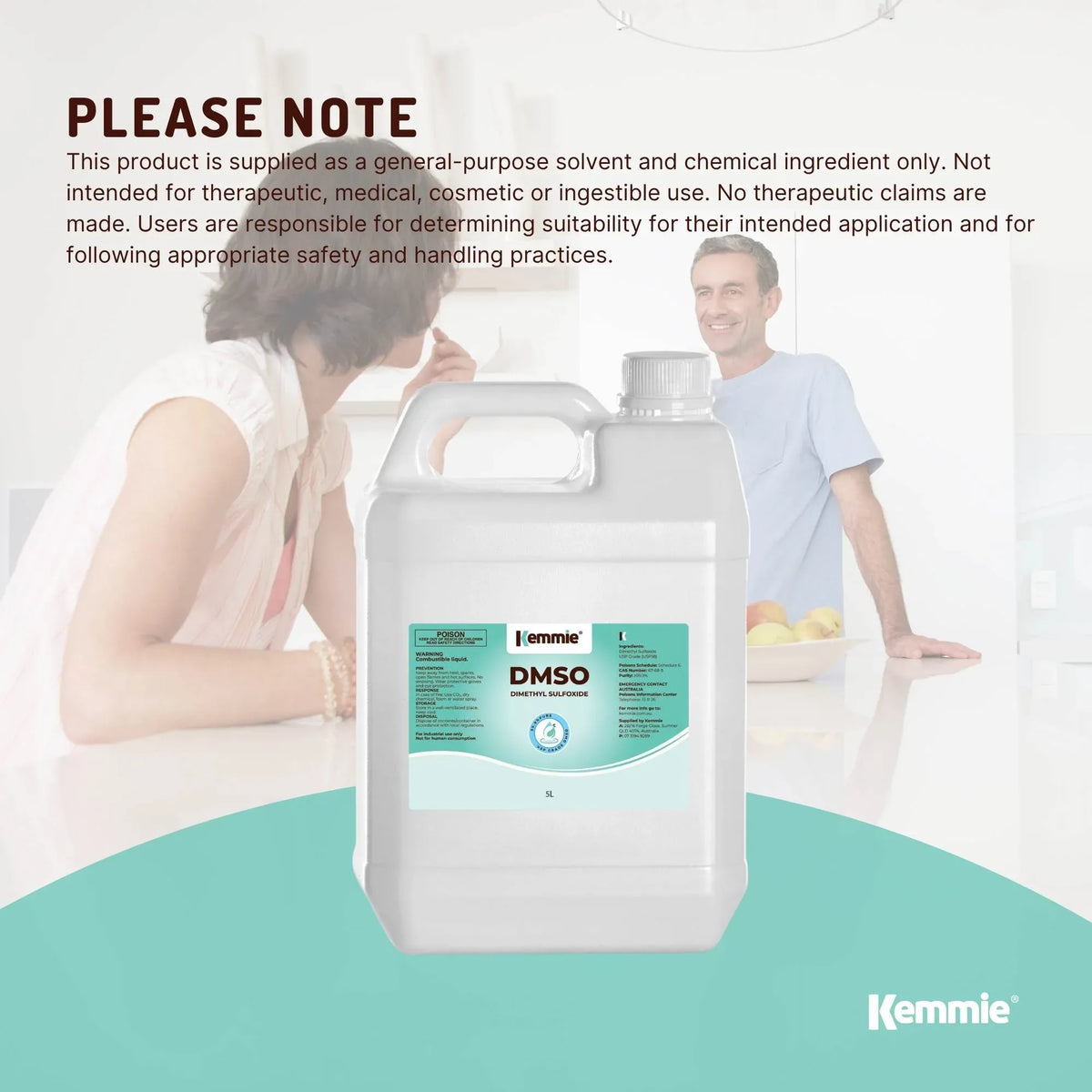 Kemmie 5L DMSO Liquid 99.9% Pure - USP Grade Dimethyl Sulfoxide Solvent Bulk