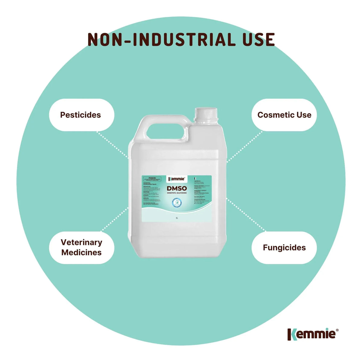 Kemmie 5L DMSO Liquid 99.9% Pure - USP Grade Dimethyl Sulfoxide Solvent Bulk