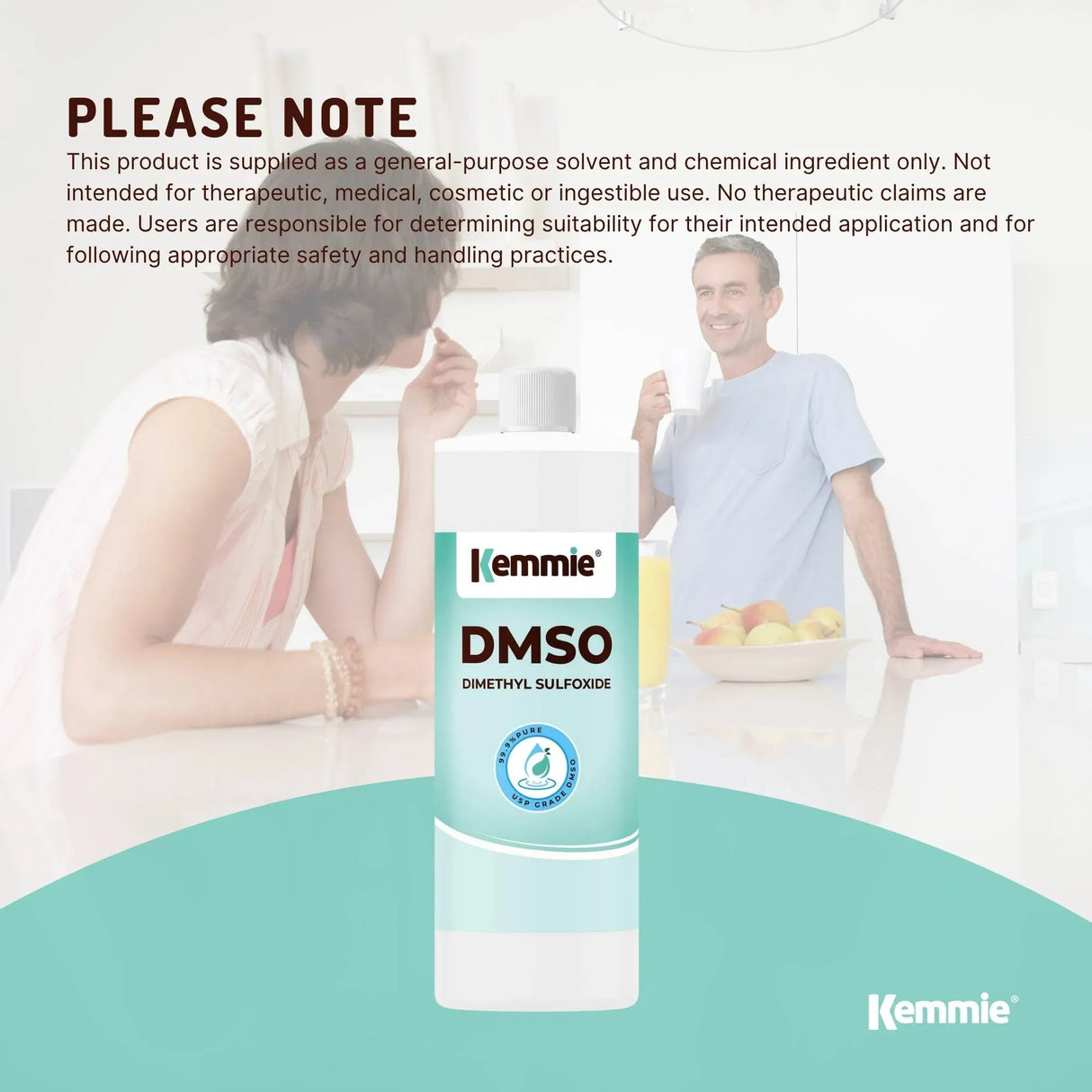 Kemmie 500ml DMSO Liquid 99.9% Pure - USP Grade Dimethyl Sulfoxide Solvent