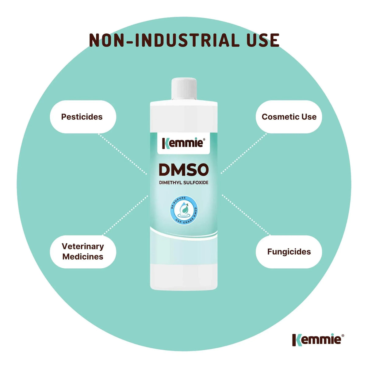 Kemmie 500ml DMSO Liquid 99.9% Pure - USP Grade Dimethyl Sulfoxide Solvent