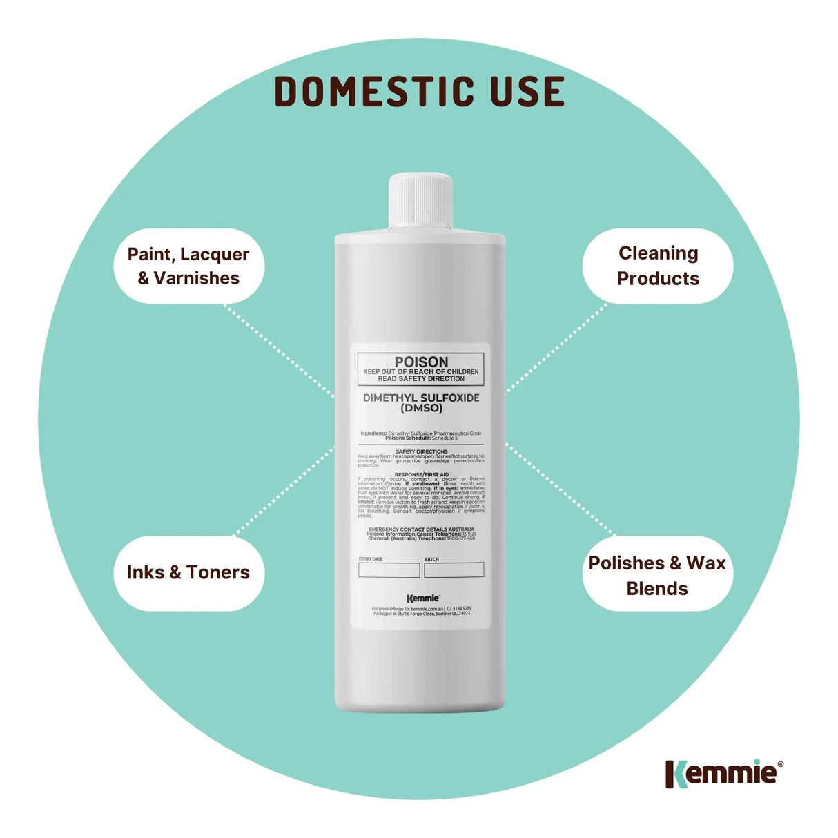 Kemmie 250ml DMSO Liquid 99.9% Pure - USP Grade Dimethyl Sulfoxide Solvent