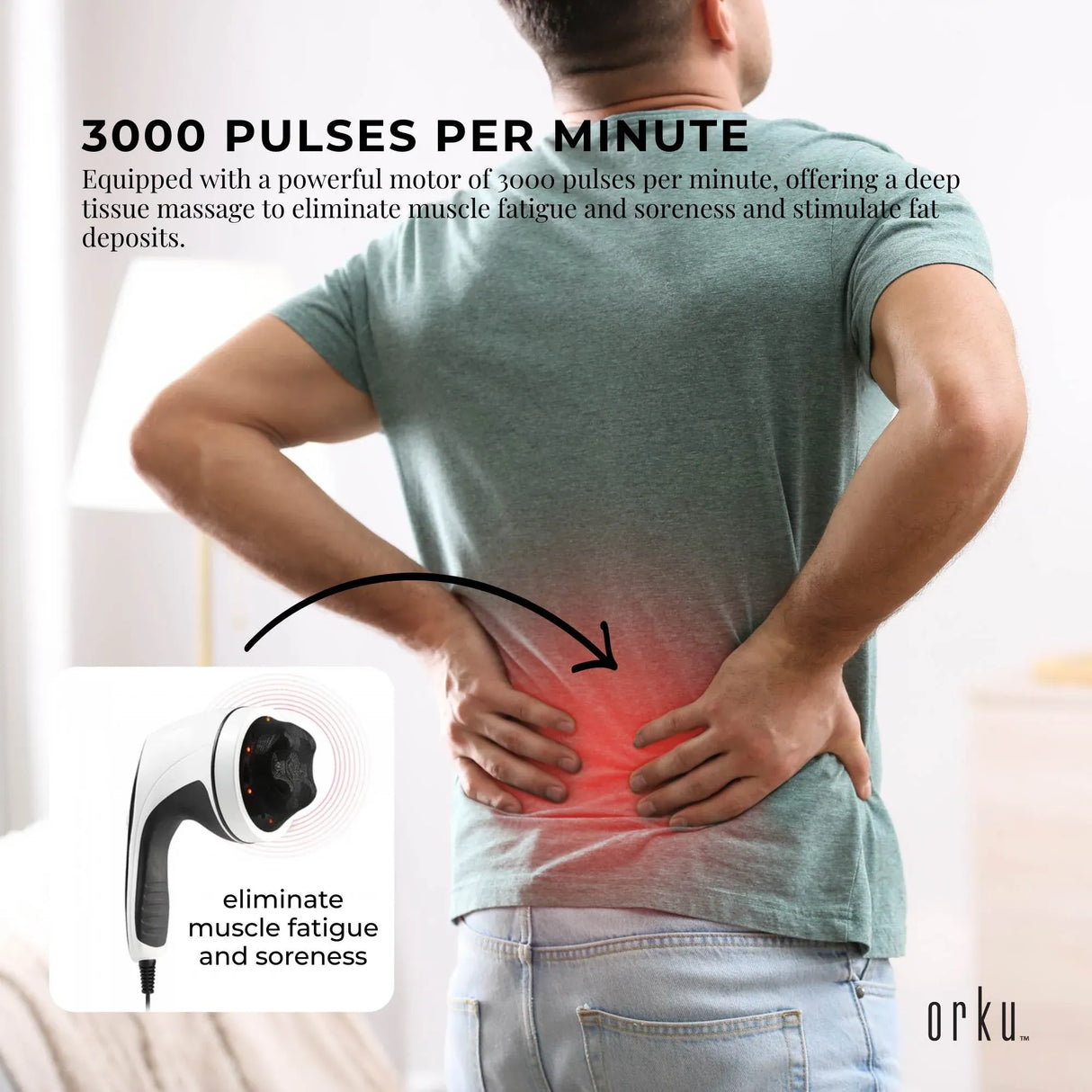Orku Full Body Vibration Handheld Massager - 4 Heads Neck Shoulders Back Legs