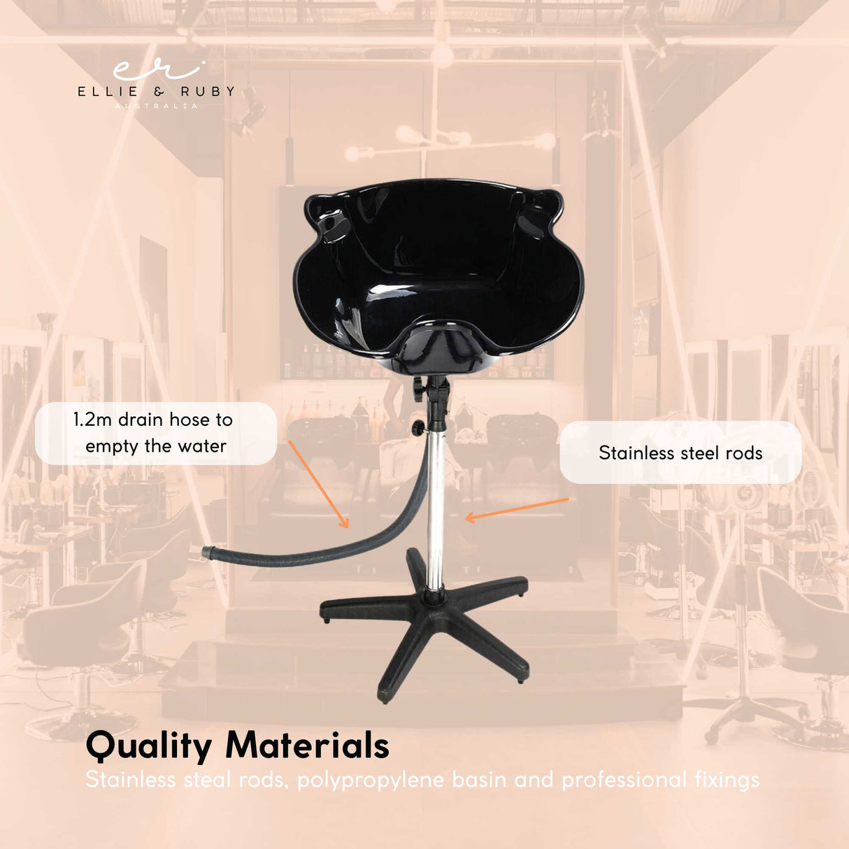 Ellie & Ruby Large Portable Hairdressing Salon Basin Hair Washing Deep Sink Bowl