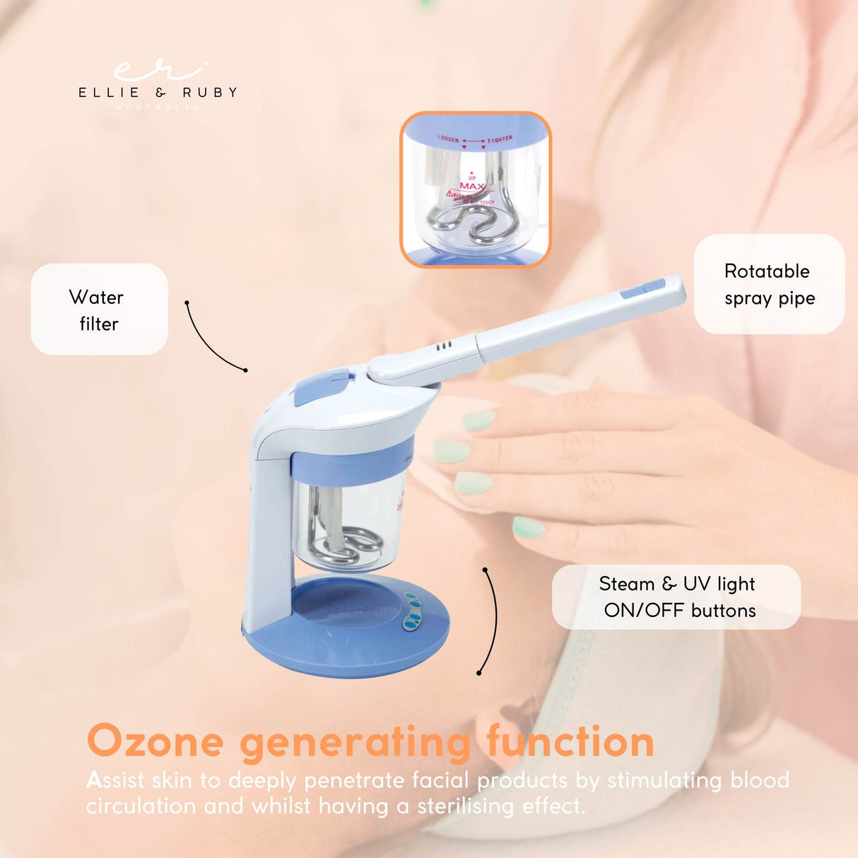 Portable 2-in-1 Hair and Facial Steamer with Ozone Function for Home Use