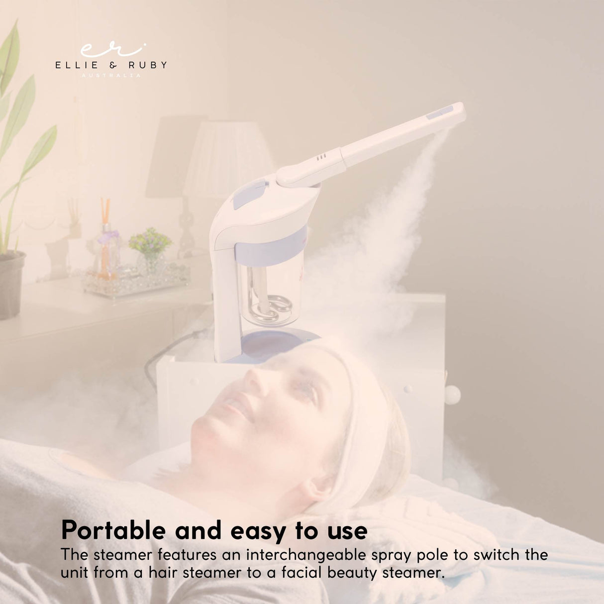 Ellie & Ruby 2-in-1 Facial Hair Steamer Ozone Steam Machine Portable Tabletop