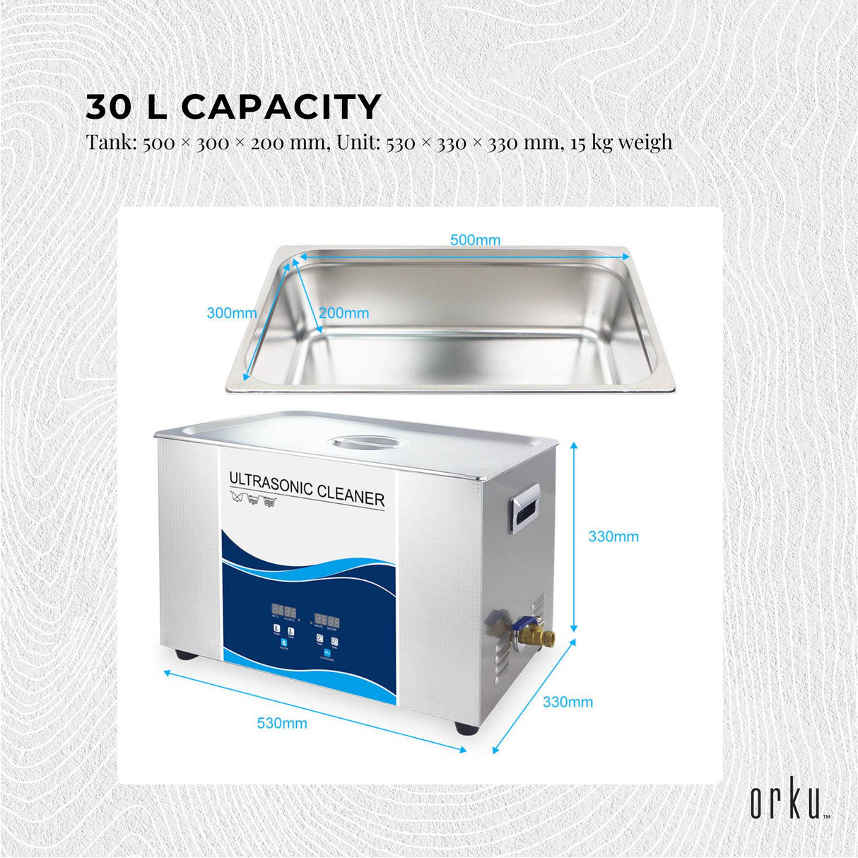30L Professional Digital Ultrasonic Cleaner for Jewelry and Delicate Items with Heating and Degas Functions