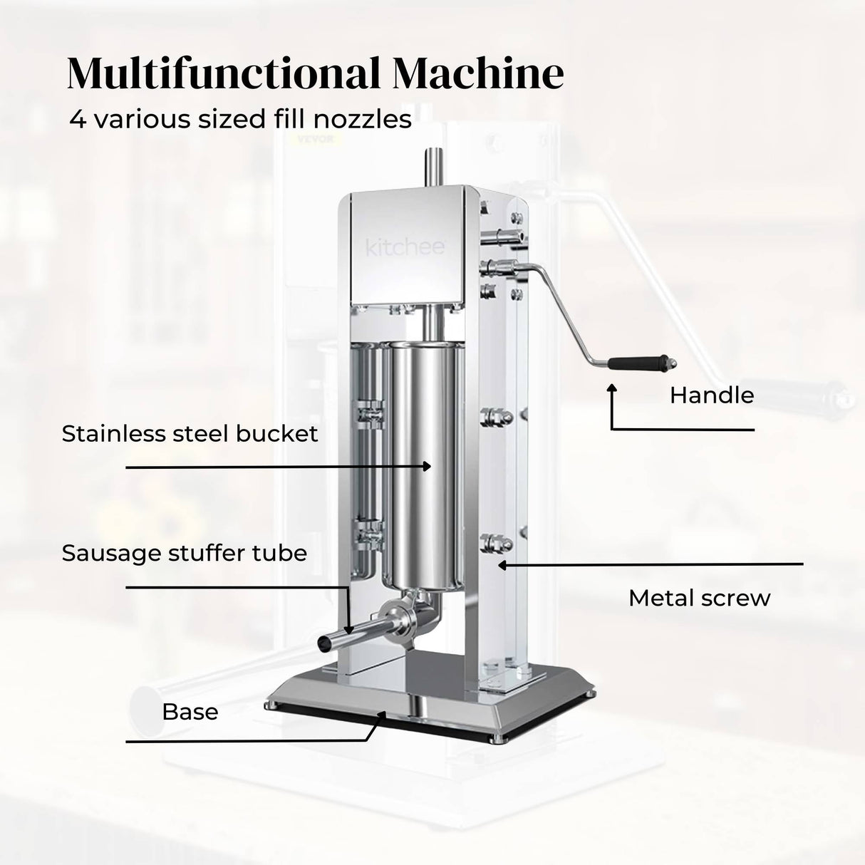3L Professional Stainless Steel Manual Vertical Sausage Stuffer Machine