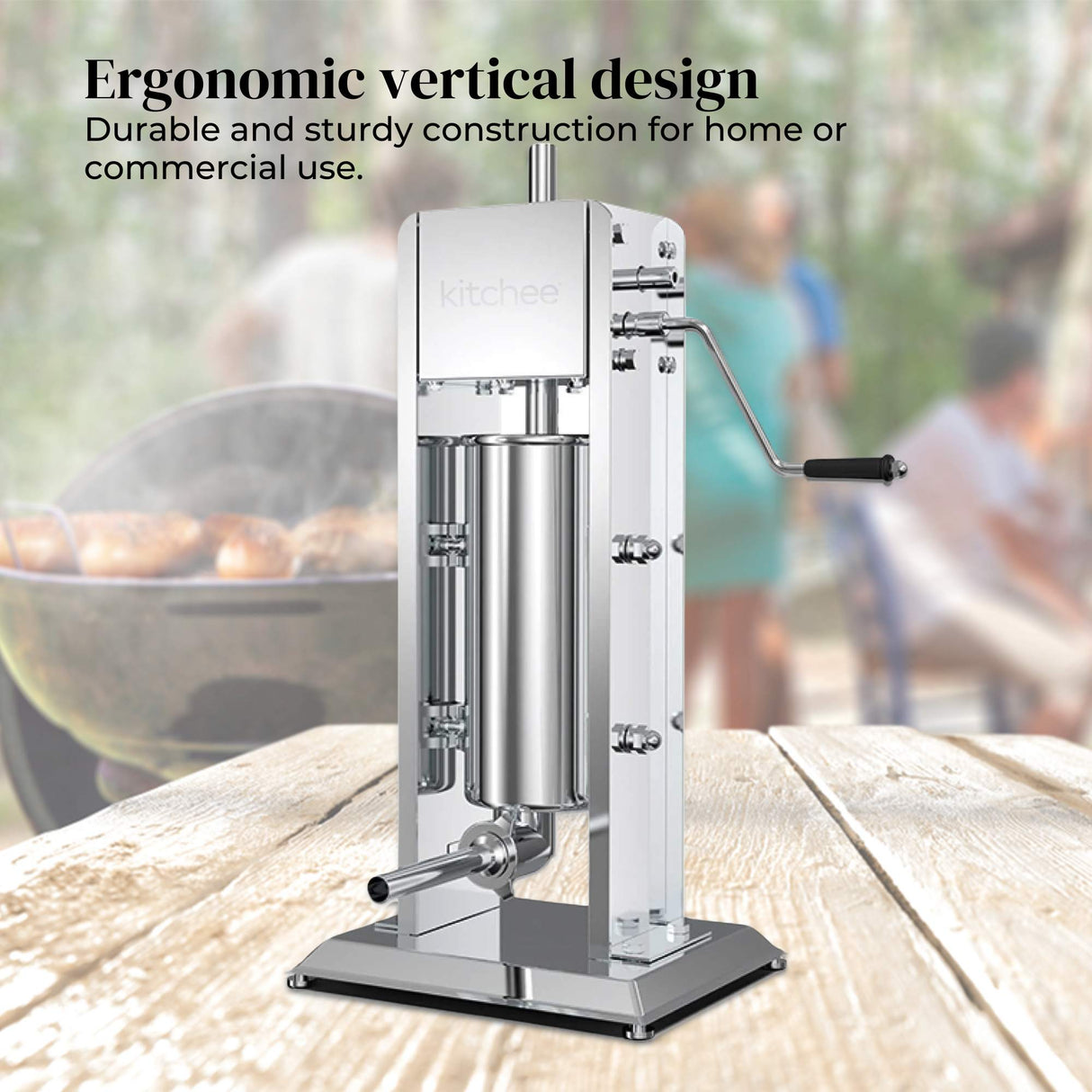 5L Stainless Steel Manual Vertical Sausage Stuffer - Durable Meat Filling Machine