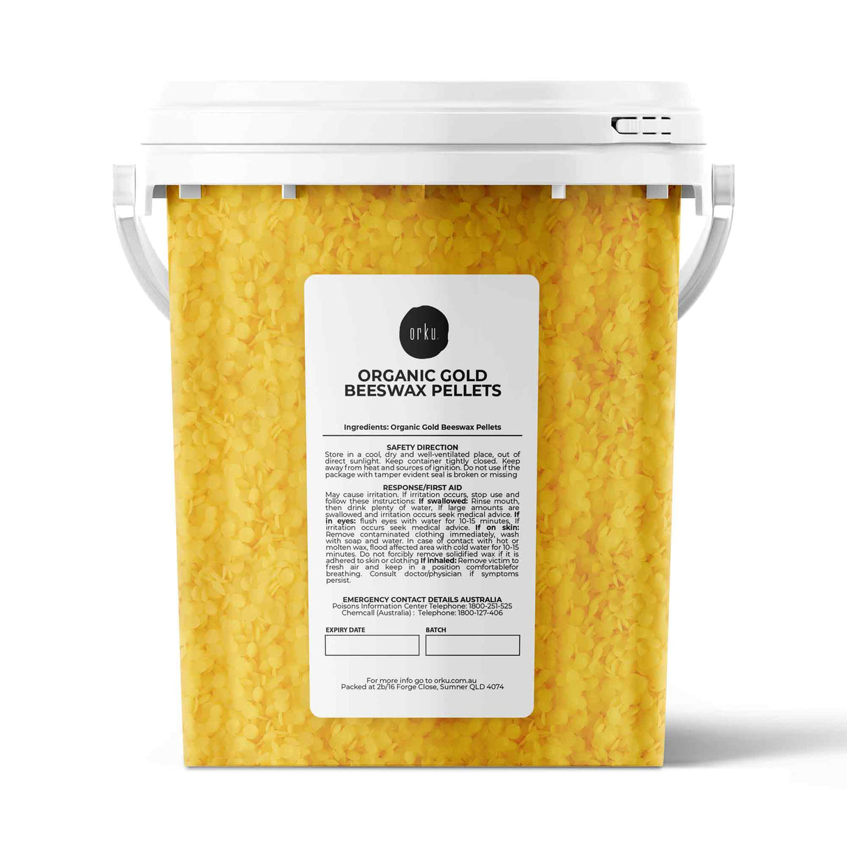 Orku 500g Organic Beeswax Pellets Yellow Tub - Cosmetic Grade Bees Wax Pastilles