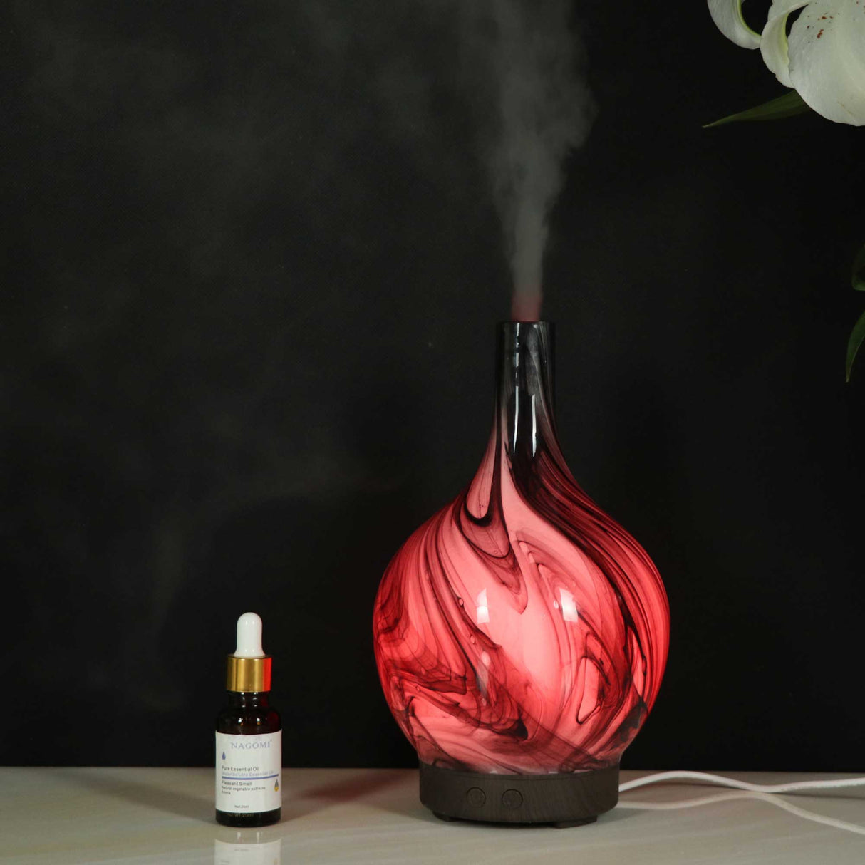 Elegant Grey Marble Ultrasonic Essential Oil Diffuser - 100ml Aromatherapy Mist Humidifier