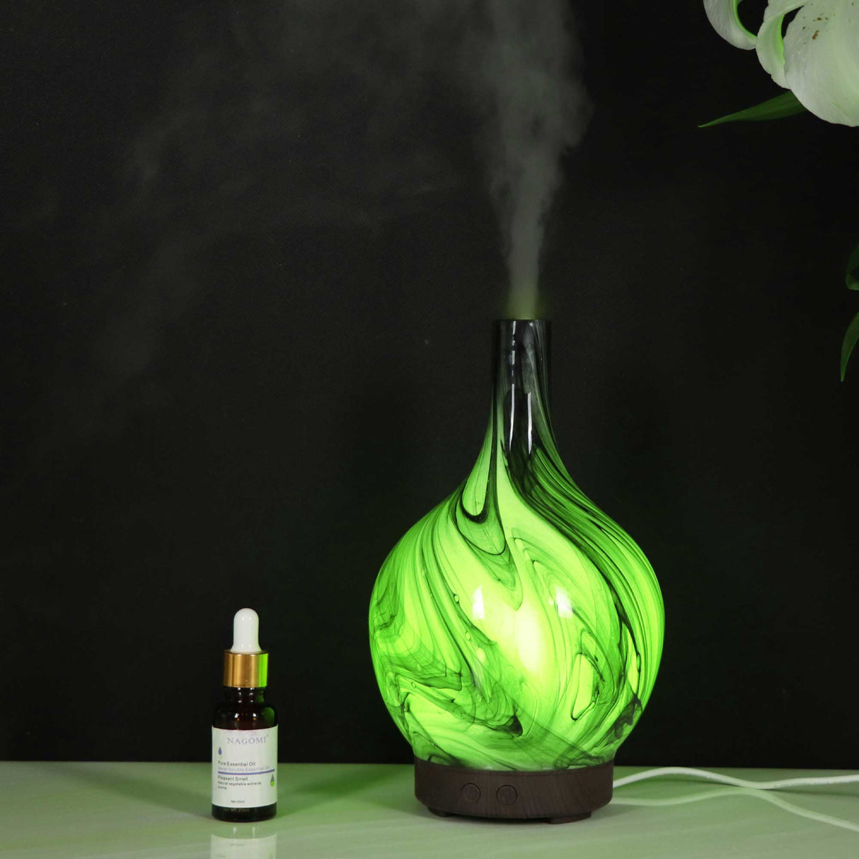 Elegant Grey Marble Ultrasonic Essential Oil Diffuser - 100ml Aromatherapy Mist Humidifier