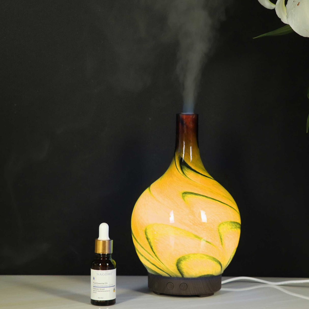 Elegant Grey Marble Ultrasonic Essential Oil Diffuser - 100ml Aromatherapy Mist Humidifier