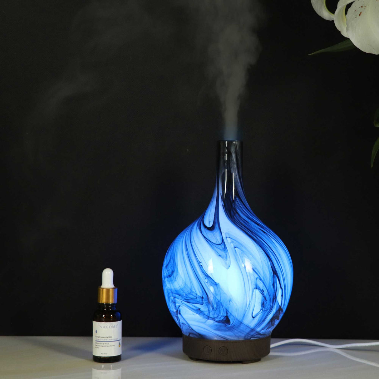 Elegant Grey Marble Ultrasonic Essential Oil Diffuser - 100ml Aromatherapy Mist Humidifier
