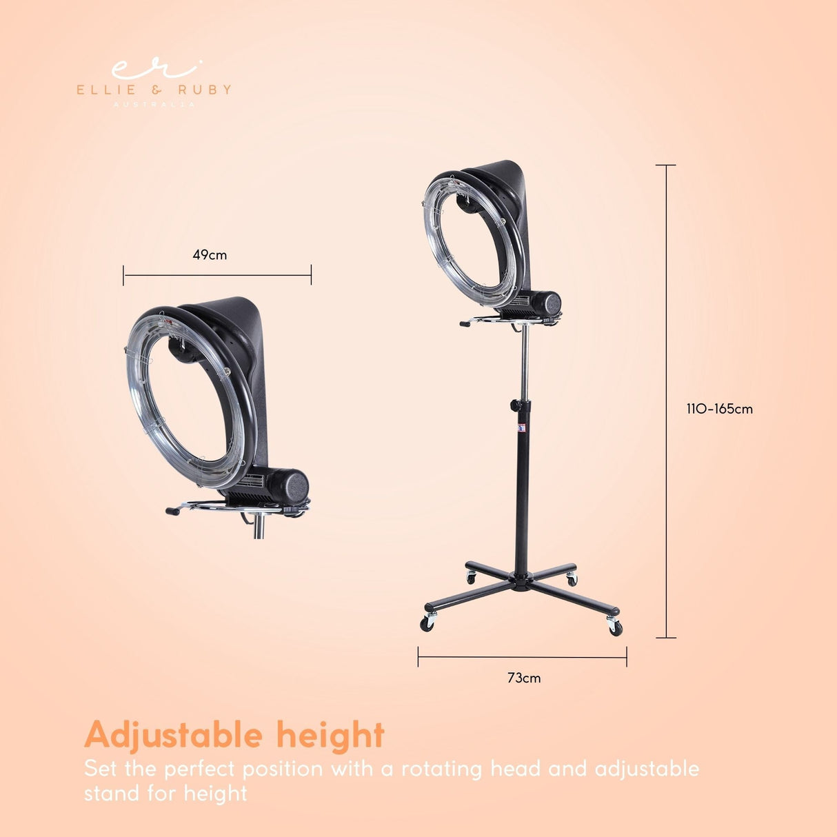 Ellie & Ruby Standing Hair Dryer Accelerator Colour 360 Rotating Halo Rolling