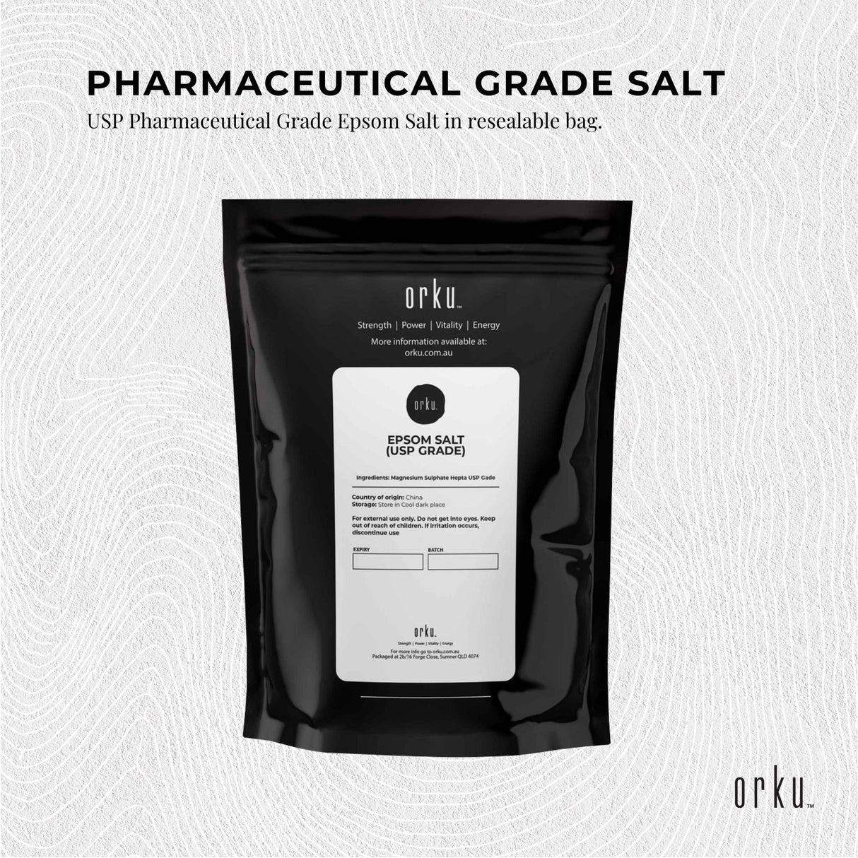 Orku 1Kg Epsom Salt - USP Grade Magnesium Sulfate Body Bath Salts