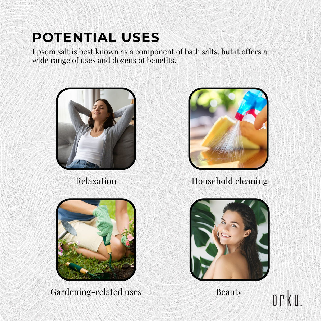 Orku 20Kg Epsom Salt - USP Grade Magnesium Sulfate Body Bath Salts