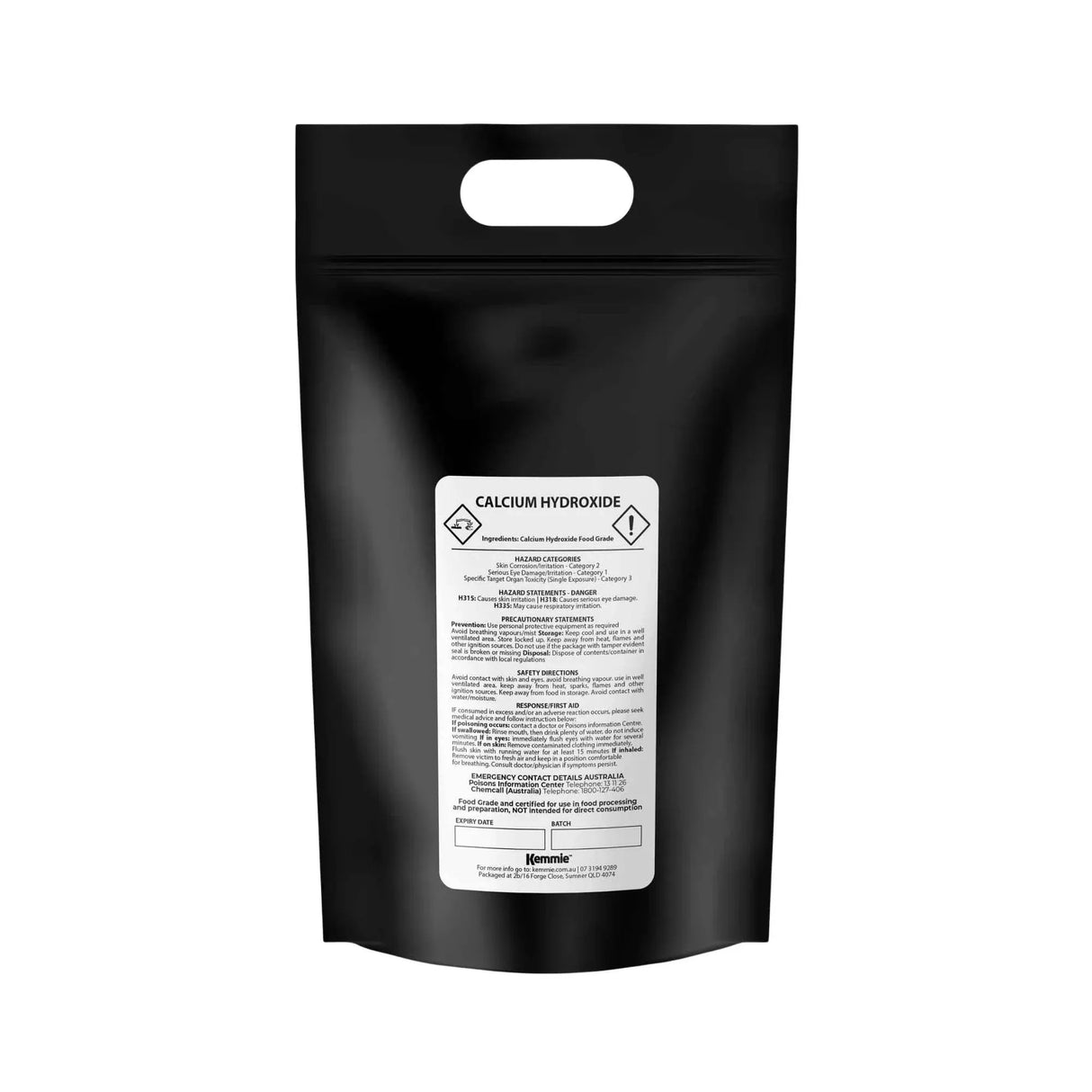 Kemmie Bulk 10Kg Calcium Hydroxide Powder - Food Grade Pickling Lime Slaked FCC