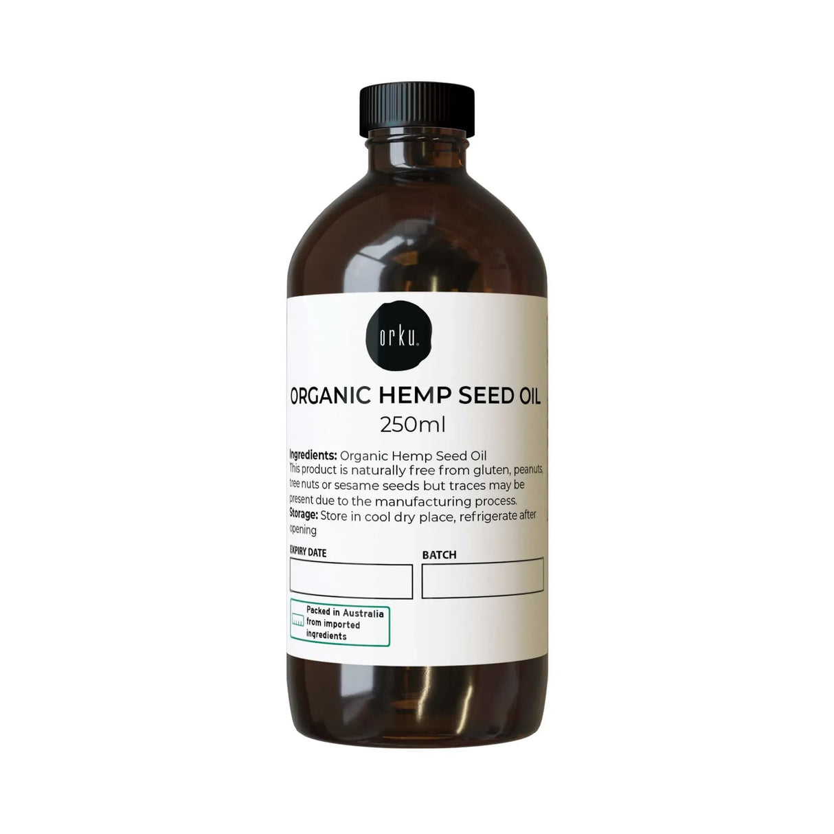 Orku 250ml Organic Hemp Seed Oil - Cold Pressed Food Grade Oils