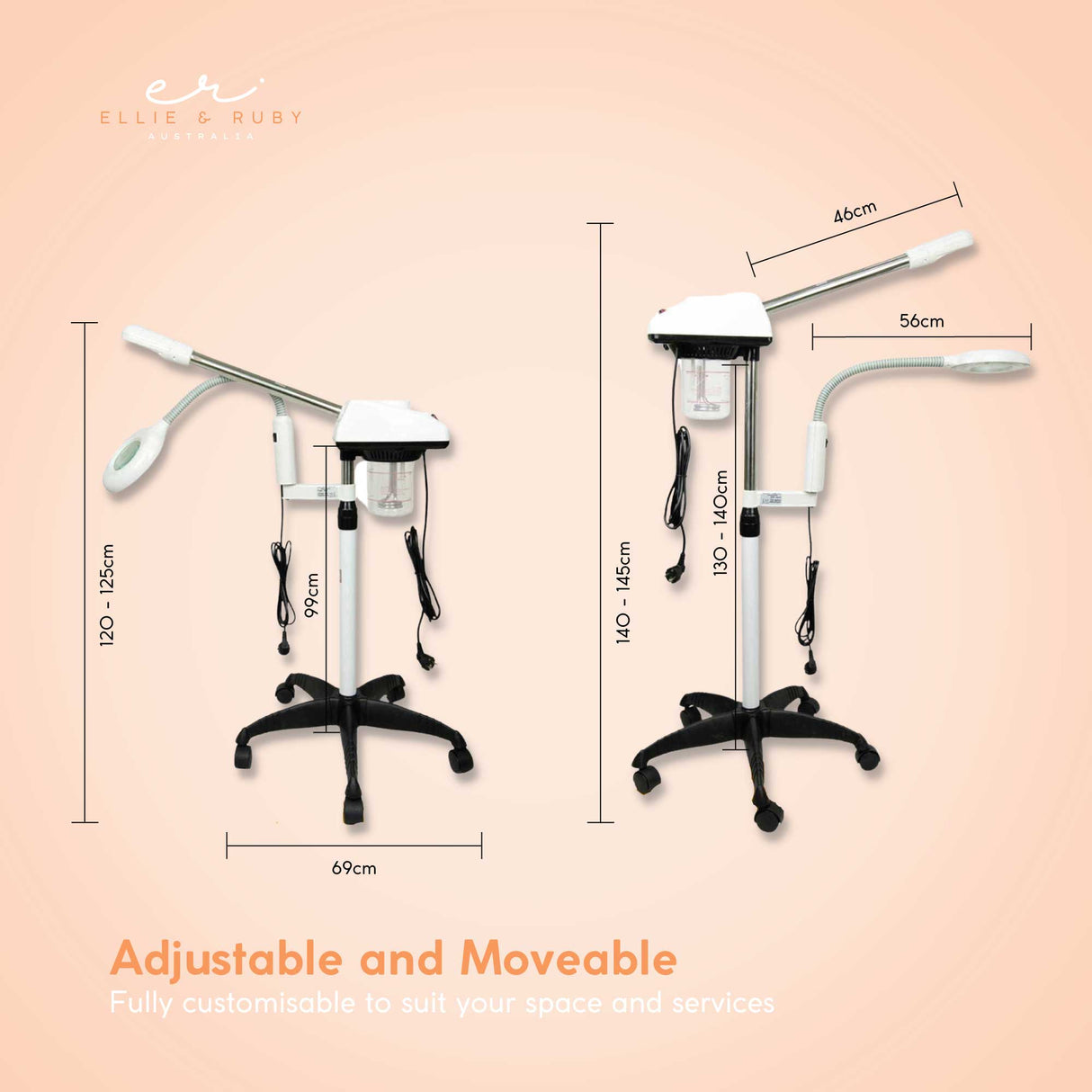 Ellie & Ruby Facial Steamer Magnifying Lamp - 2in1 Professional Beauty Machine