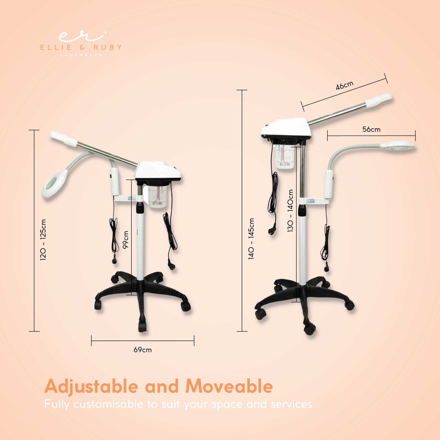 Ellie & Ruby Facial Steamer Magnifying Lamp - 2in1 Professional Beauty Machine