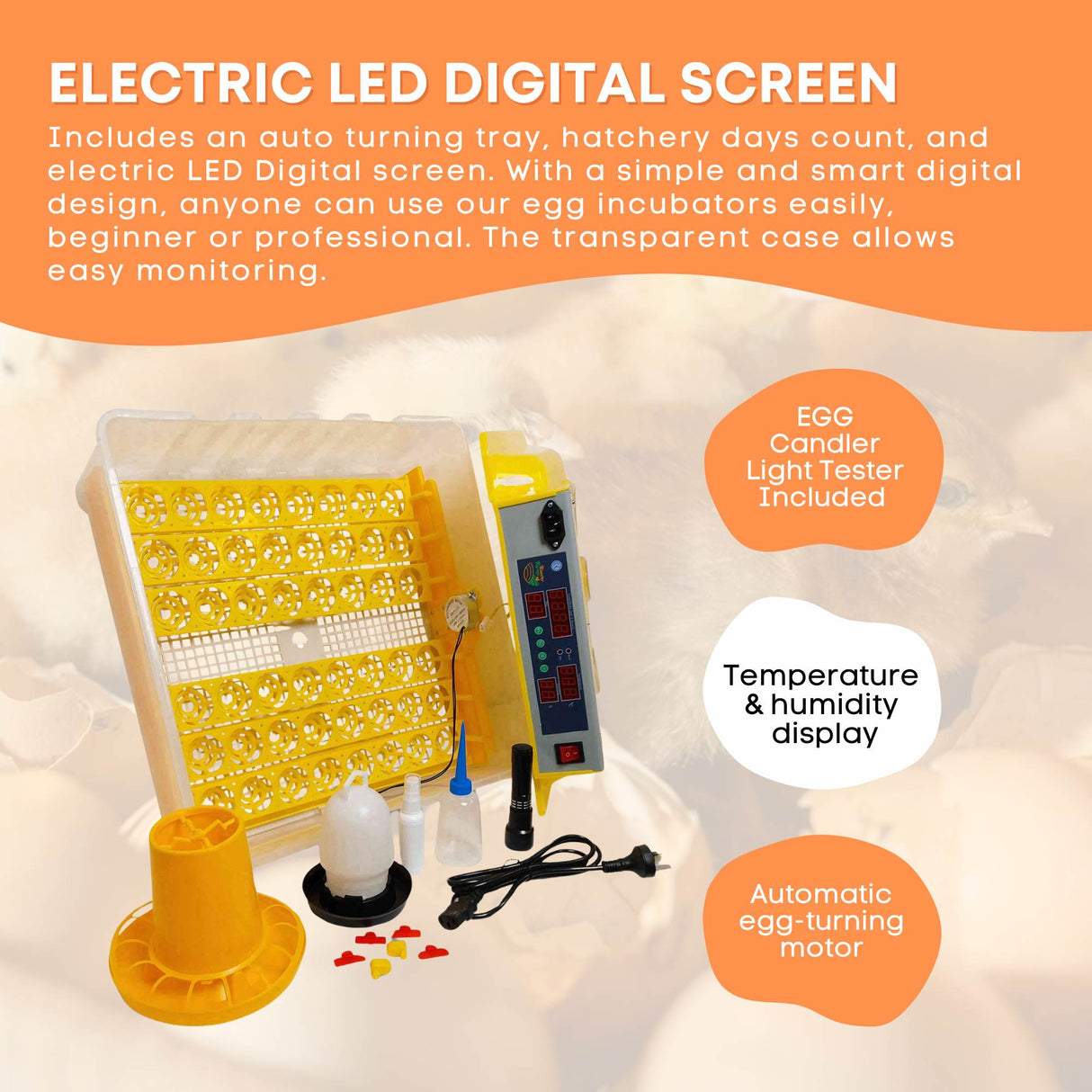 Electric 48 Egg Incubator + Accessories Hatching Eggs Chicken Quail Duck