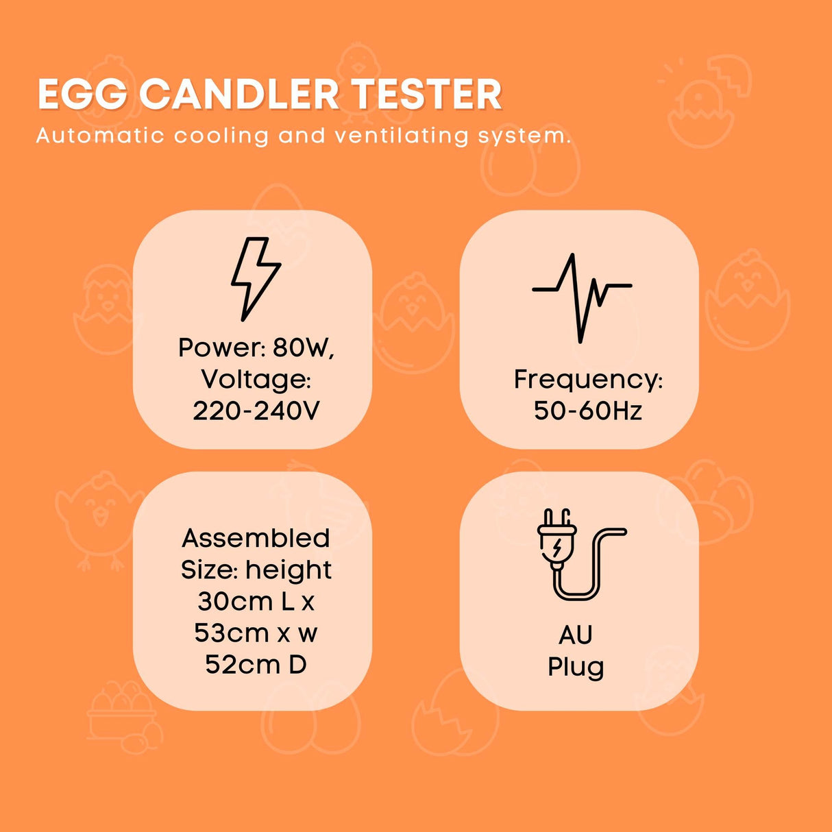 Electric 48 Egg Incubator + Accessories Hatching Eggs Chicken Quail Duck