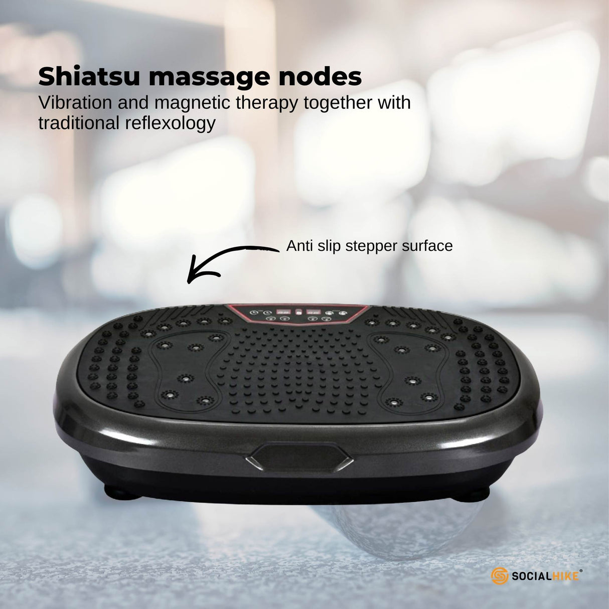 Social Hike Black Mini Vibration Plate - Vibrating Exercise Machine Platform