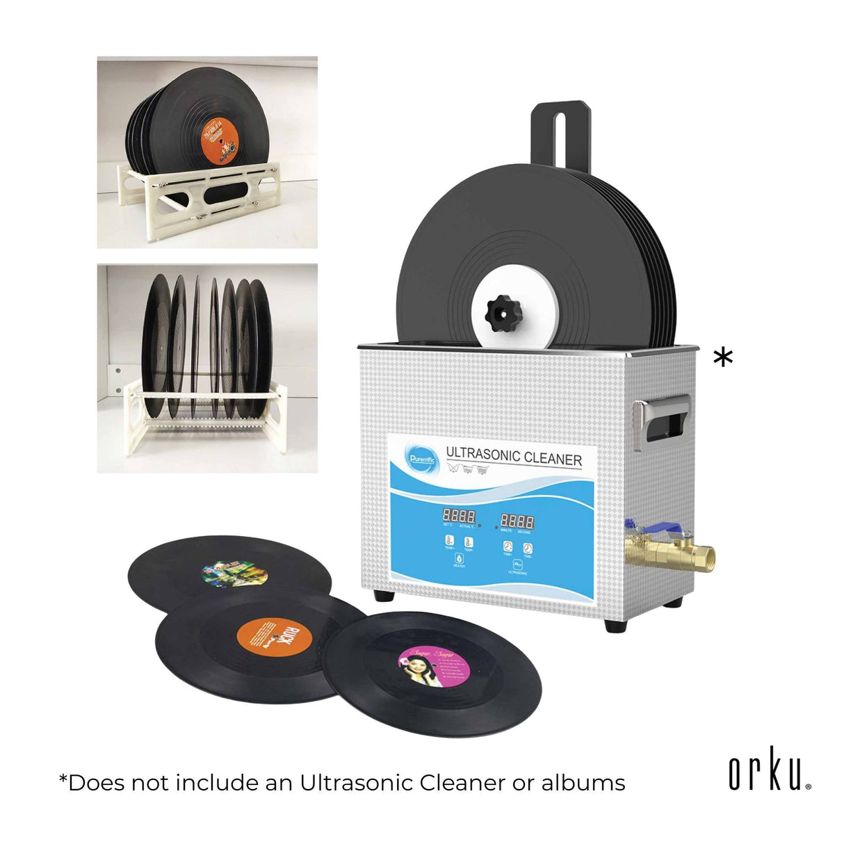 Alloy Vinyl Record Ultrasonic Cleaning Bracket with Drying Rack for Effective Record Care