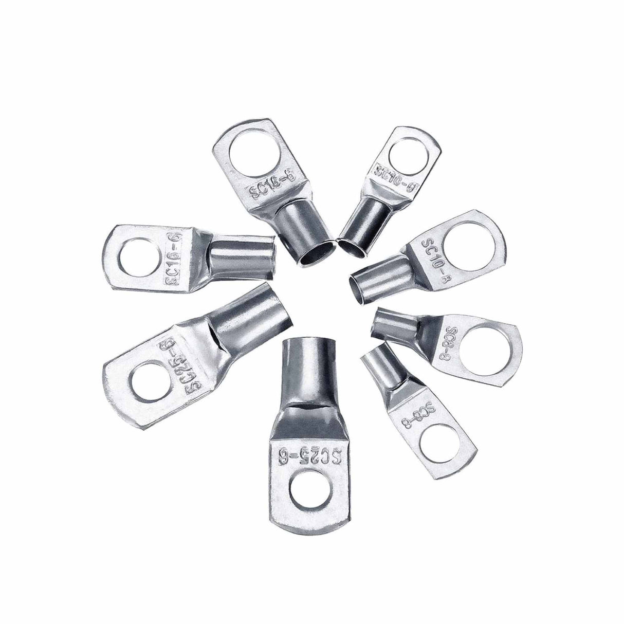 Complete 120-Piece Set of Tin-Plated Copper Cable Lugs with Storage Container for Electrical Connections