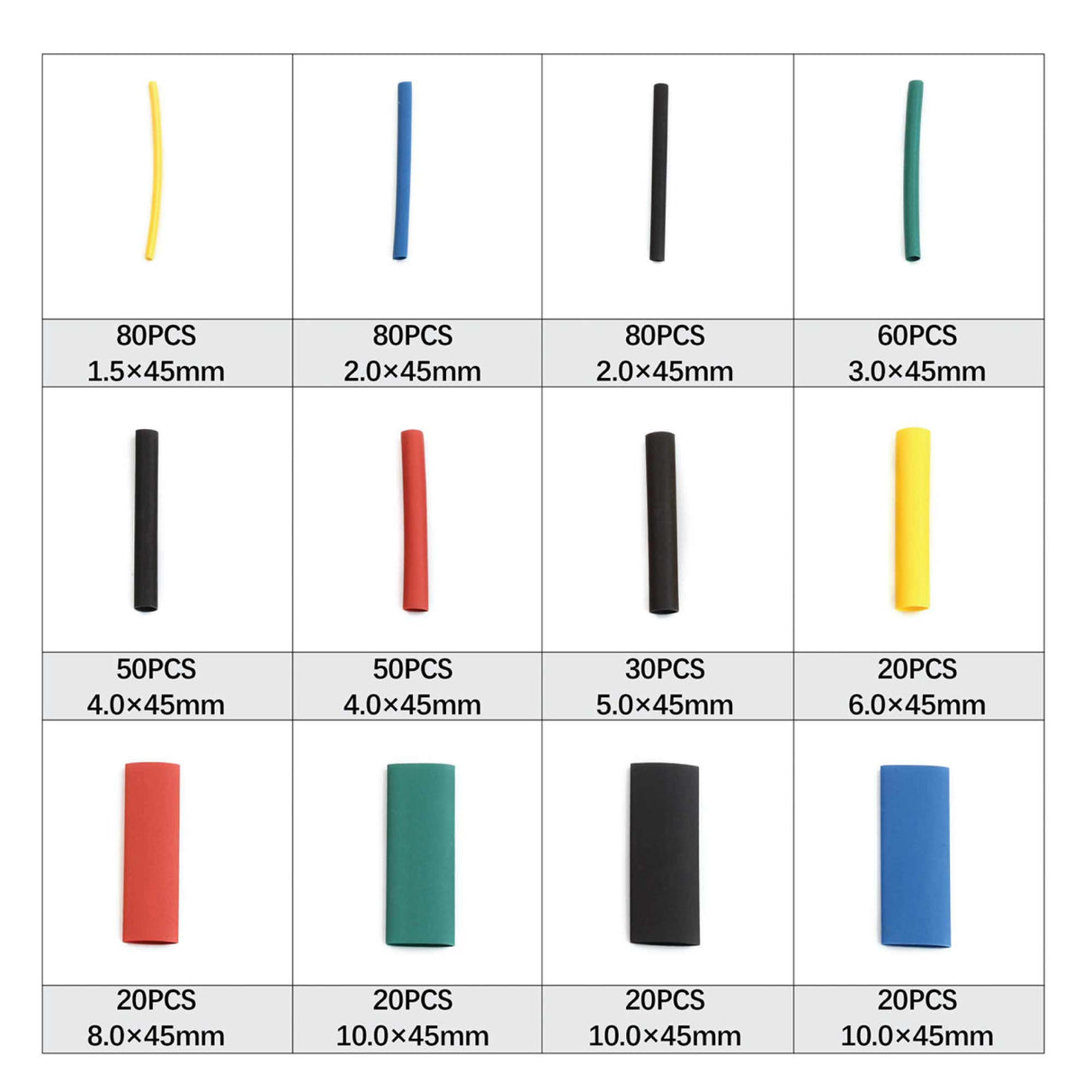Comprehensive 530-Piece Heat Shrink Tubing Set for Electrical Insulation and Protection