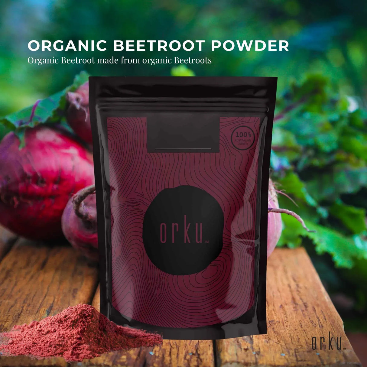 Orku 400g Organic Beetroot Powder - 100% Pure Beet Root Powder - Beta vulgaris