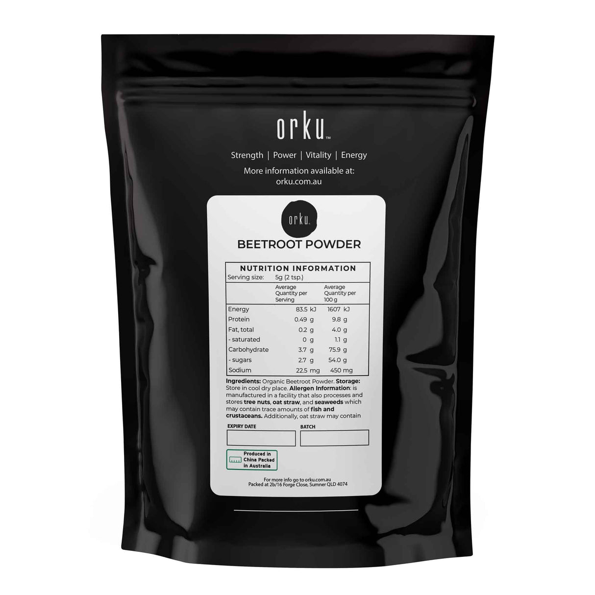 Orku 400g Organic Beetroot Powder - 100% Pure Beet Root Powder - Beta vulgaris
