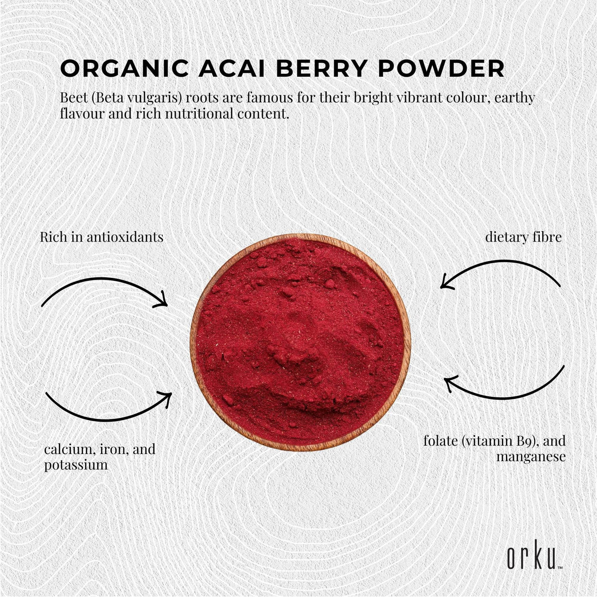 Orku 20Kg Organic Beetroot Powder - 100% Pure Beet Root Powder - Beta vulgaris
