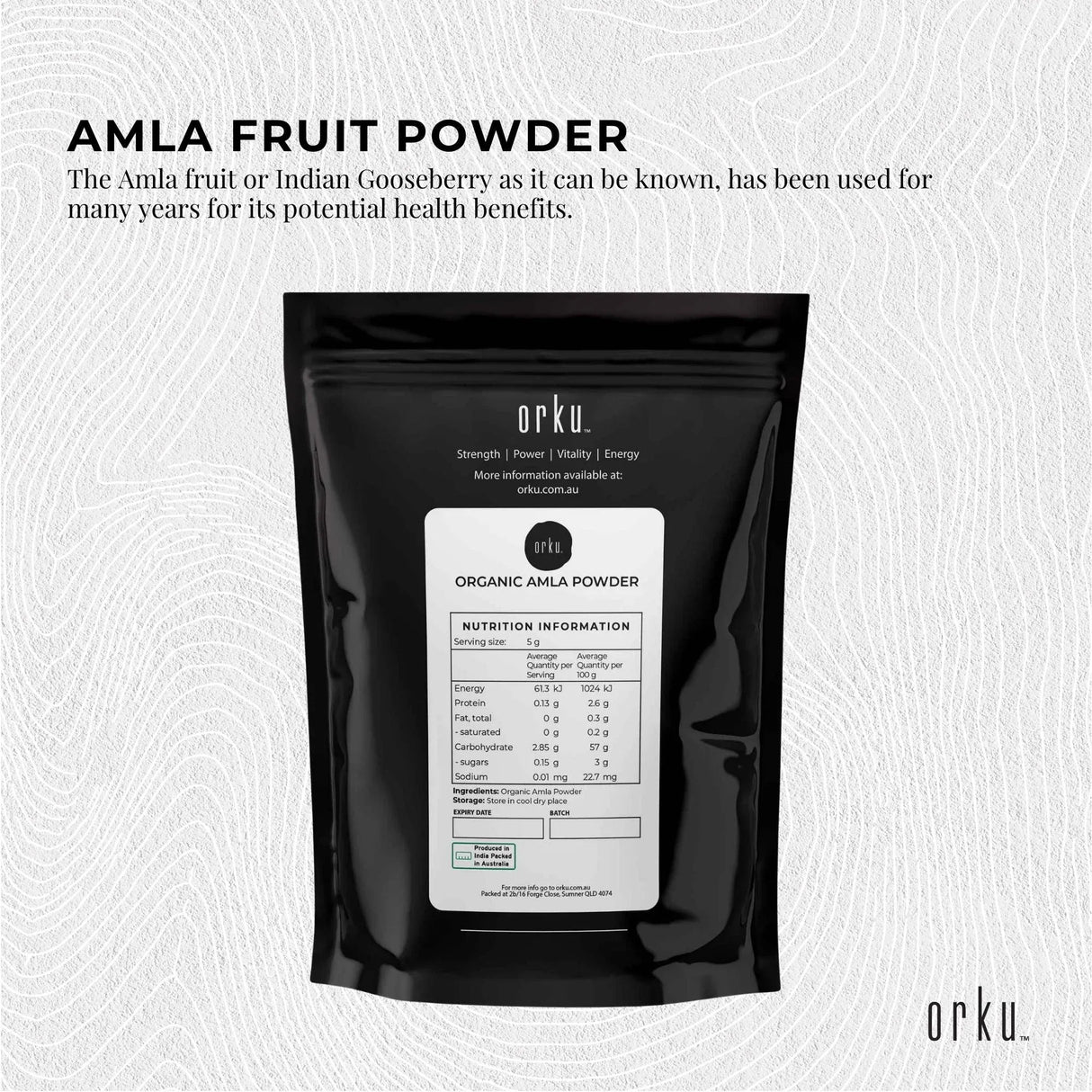 Orku 400g Organic Amla Powder - Indian Gooseberry Amalaki Fruit Powder