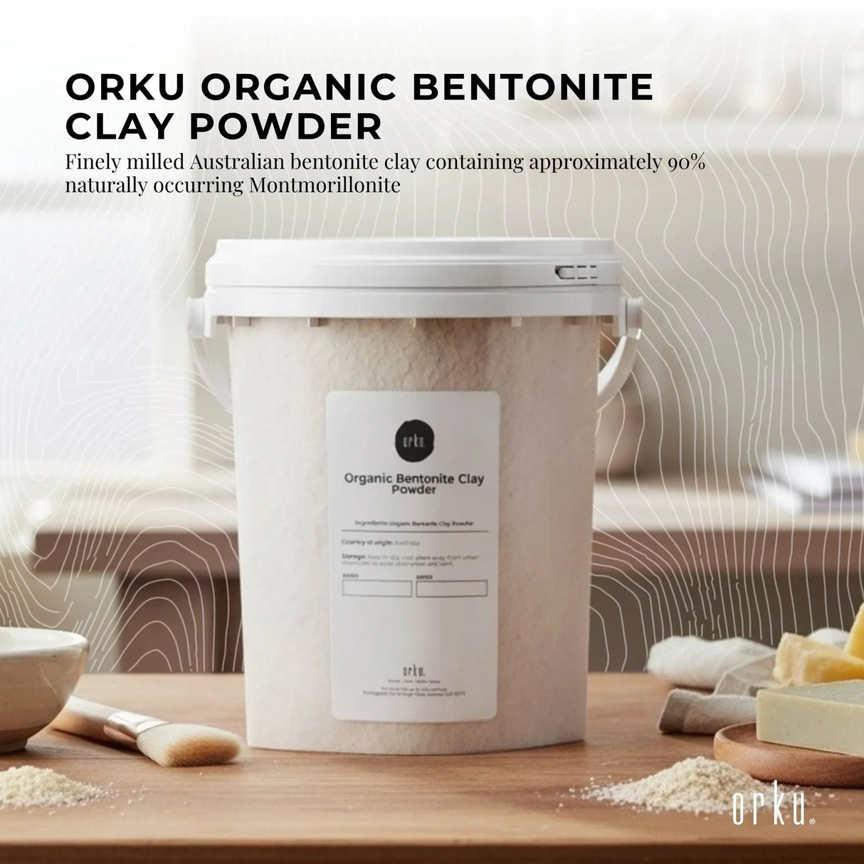 1.1Kg Organic Sodium Bentonite Clay Powder Tub Bucket - Cosmetic Montmorillonite