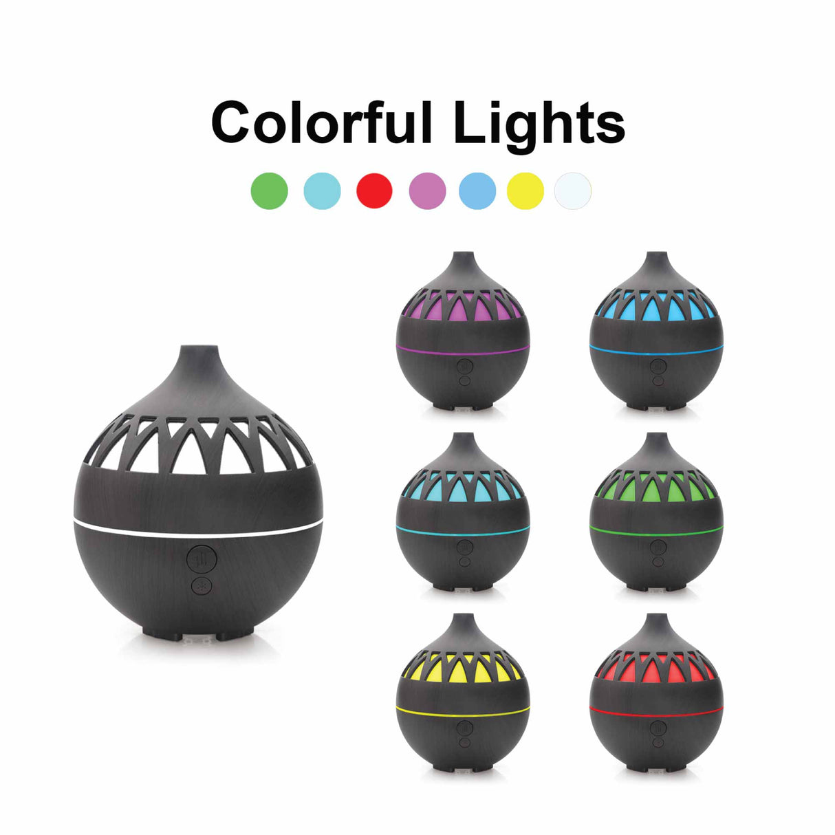 Ultrasonic Essential Oil Diffuser - 180ml Dark Wood USB Humidifier with LED Lights