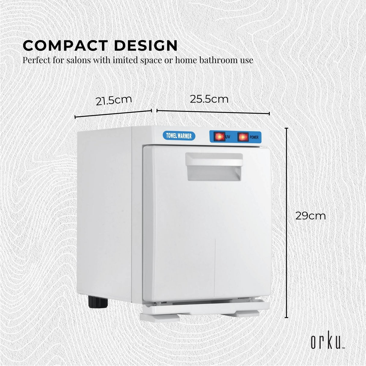 Compact 5L White Electric Towel Warmer with UV Sterilisation and Heater for Home and Spa Use